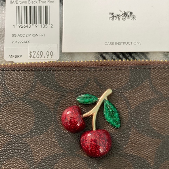 Authentic Coach Wallet with Logo and Cherry Accent - Picture 3 of 5